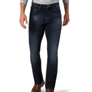 Wrangler Slim Straight Dark Rinse Denim Jeans Size 38x32 99% Cotton 1% Spandex